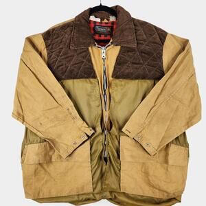 Vintage Sears Sports Center Hunting Jacket Mens XLarge Canvas Corduroy Gamebag
